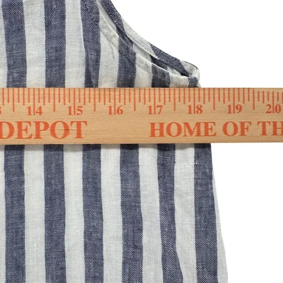 Antibes Blanc Blue White Linen Tunic Dress Preppy Beach Women's Medium - Picture 7 of 8